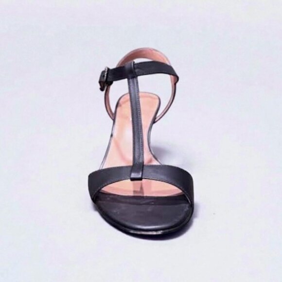 Coach Black Leather 'Melodie' T-strap Heeled Sandal Size 8.5 - Picture 3 of 8